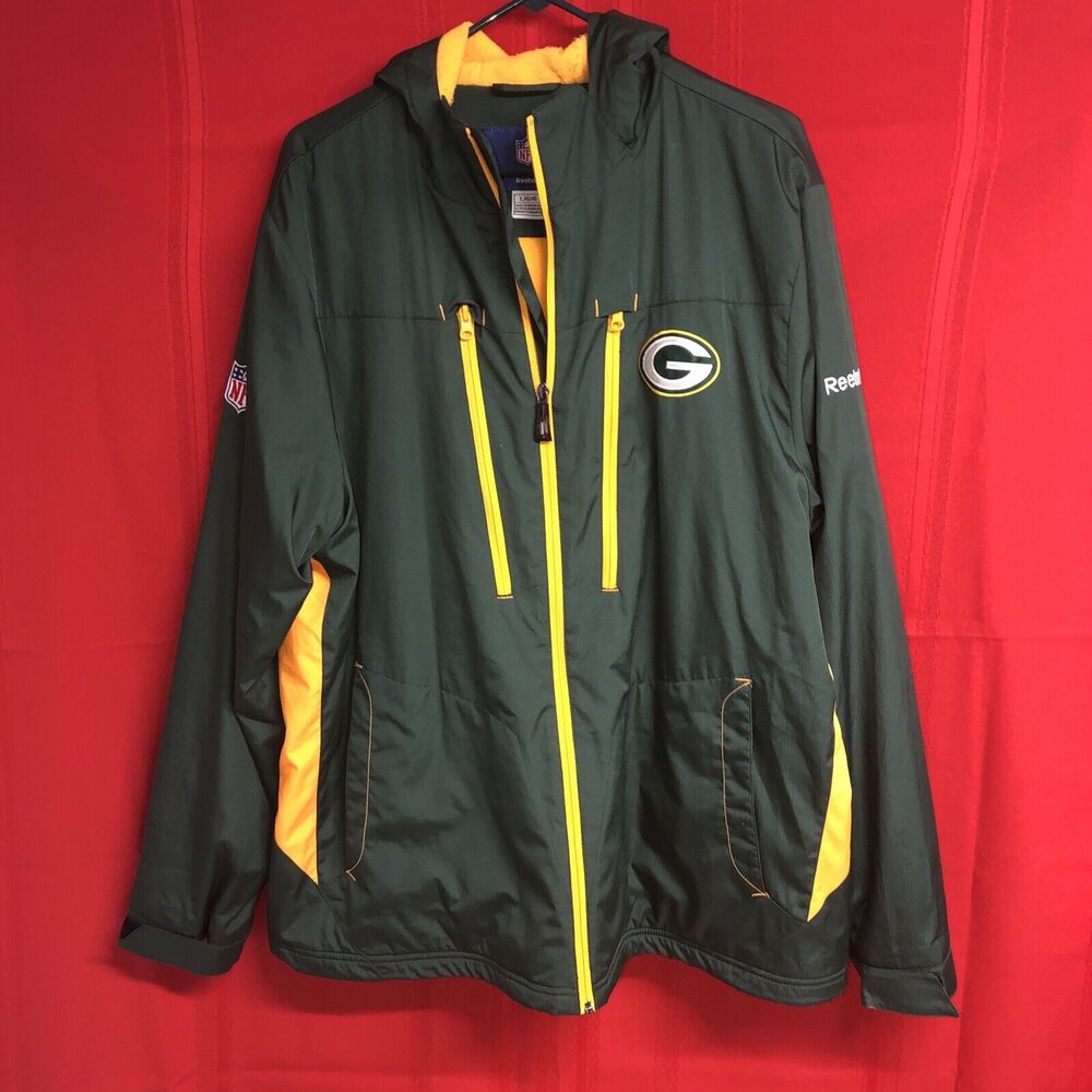 VTG y2k Men's Reebok NFL Green Bay Packers Football Full Zip OnField Jacket Sz L